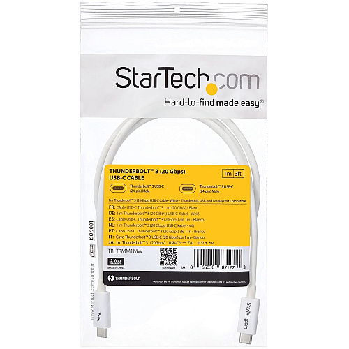 StarTech Thunderbolt 3 Cable 1m 20gbps White (TBLT3MM1MW)