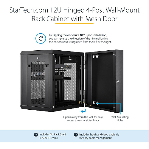 StarTech 12u Wall Mount Network Cabinet 16in Deep (RK12WALHM)
