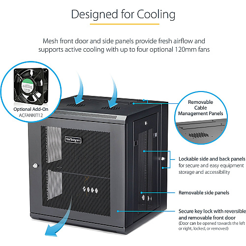 StarTech 12u Wall Mount Network Cabinet 16in Deep (RK12WALHM)
