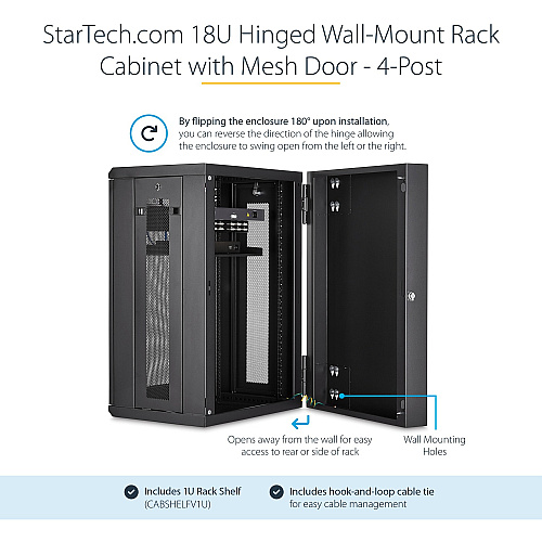StarTech 18u Wall Mount Network Cabinet 16in Deep (RK1820WALHM)