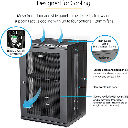 StarTech 18u Wall Mount Network Cabinet 16in Deep (RK1820WALHM)