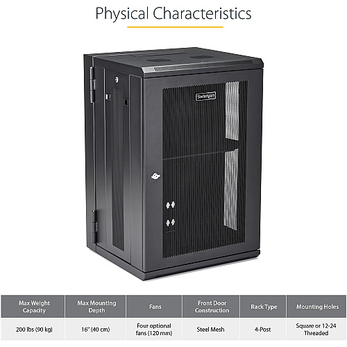 StarTech 18u Wall Mount Network Cabinet 16in Deep (RK1820WALHM)