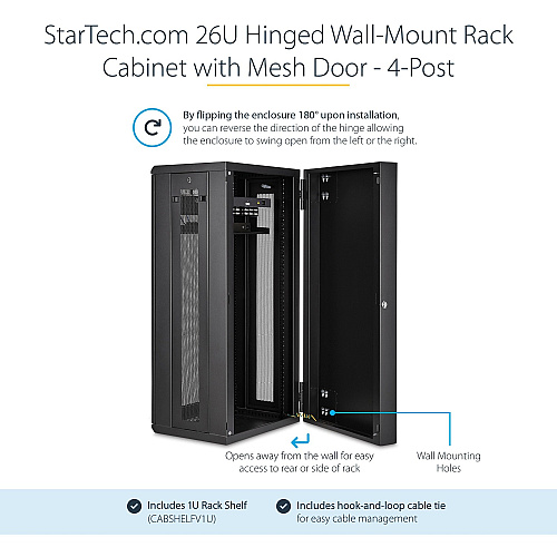 StarTech 26u Wall Mount Network Cabinet 16in Deep (RK2620WALHM)