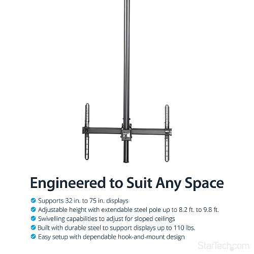 StarTech Ceiling Mount For Tv - 8.2' To 9.8' Pole (FPCEILPTBLP)