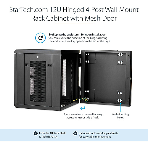 StarTech 12u Wall Mount Network Cabinet 20in Deep (RK1224WALHM)