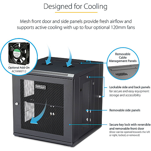 StarTech 12u Wall Mount Network Cabinet 20in Deep (RK1224WALHM)
