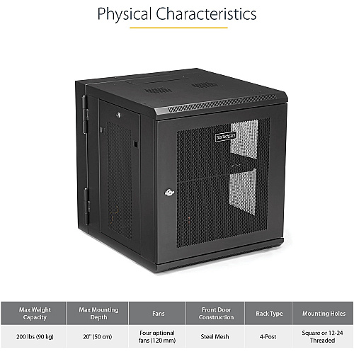 StarTech 12u Wall Mount Network Cabinet 20in Deep (RK1224WALHM)