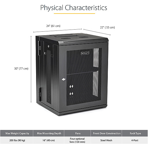 StarTech 15u Wall Mount Network Cabinet 16in Deep (RK1520WALHM)