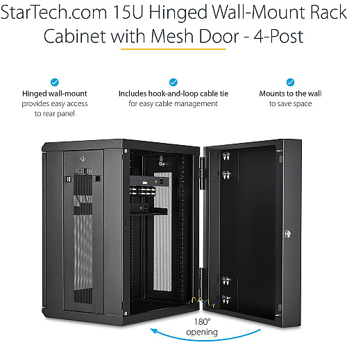 StarTech 15u Wall Mount Network Cabinet 16in Deep (RK1520WALHM)