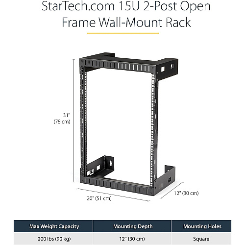 StarTech 15u Wall Mount Network Rack 12in Deep (RK15WALLO)