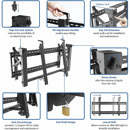 StarTech Video Wall Mount Steel - Pop-out Design (VIDWALLMNT)