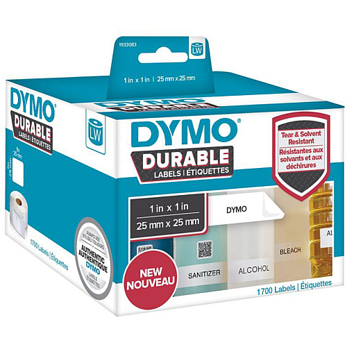 Dymo Multipurpose Label 63/64" Width x 63/64" Length - Square - Direct Thermal - White - Polypropylene - 1700 / Roll - 1 Each (1933083)