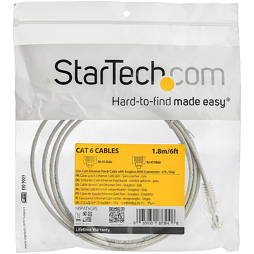 StarTech Cable - Gray Slim Cat6 Patch Cord 6 Ft (N6PAT6GRS)