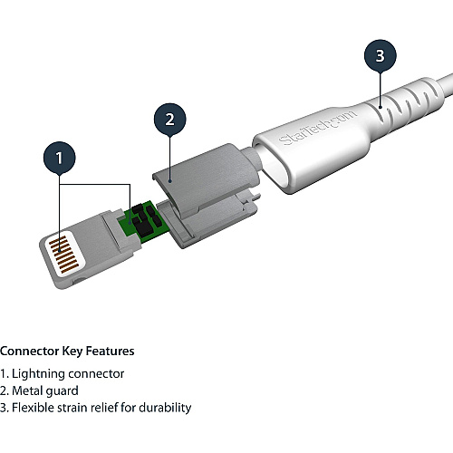 StarTech 3ft/1m Durable Usb-a To Lightning Cable (RUSBLTMM1M)