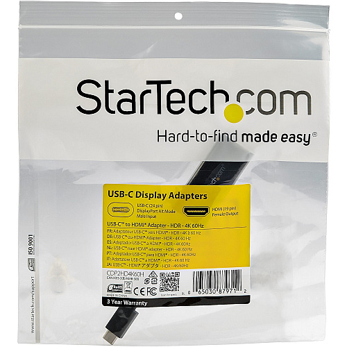 StarTech Usb C To Hdmi Adapter 4k 60hz Hdr10 (CDP2HD4K60H)