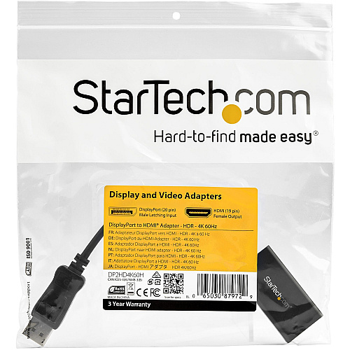 StarTech Displayport To Hdmi Adapter 4k 60hz Hdr (DP2HD4K60H)