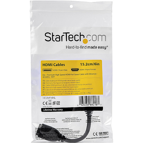 StarTech 6in Hdmi Port Saver Extension Cable M/f (HD2MF6INL)