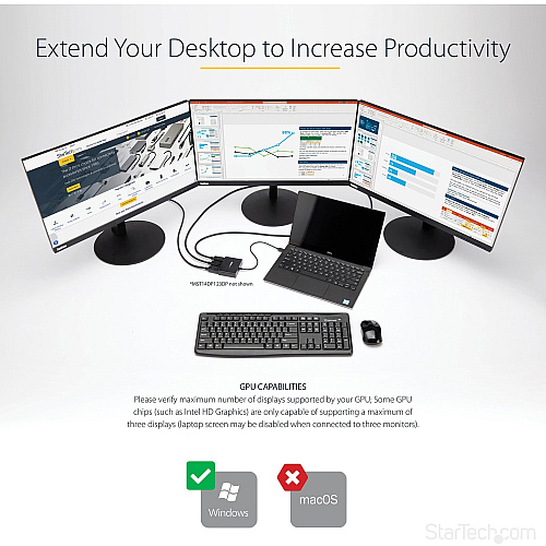StarTech Dp 1.4 To 3 Dp Multi Monitor Adapter Mst (MST14DP123DP)