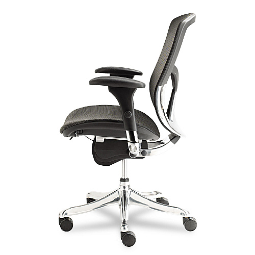 Alera EQ Series Ergonomic Multifunction Mid-Back Mesh Chair, Supports Up to 250 lb, Black Seat/Back, Aluminum Base (ALEEQA42ME10A)