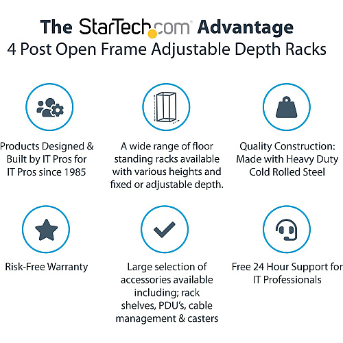 StarTech 18u 19in Open Frame Server Rack 22-40in (4POSTRACK18U)