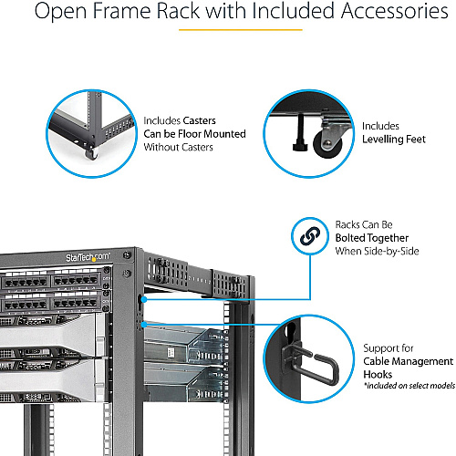 StarTech 18u 19in Open Frame Server Rack 22-40in (4POSTRACK18U)