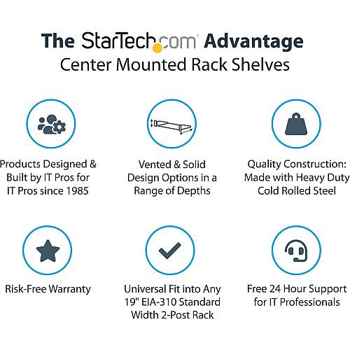 StarTech 2u 19in 2 Post Network Rack Shelf (CABSHF2POST2)