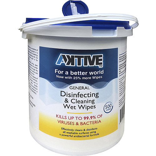 Aktive General Disinfecting & Cleaning Wet Wipes Wipe - 7" Width x 8" Length - 1 Each - White (AKWIPE)