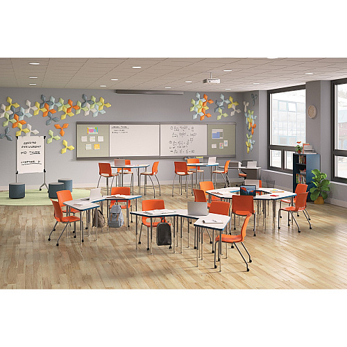 HON Build Series Wisp Shape Tabletop Half Round Top - 25" to 34" Adjustment x 54" Width x 30" Depth - Sterling Ash - 1 Each (SN3054ENLS1K)