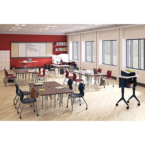 HON Build Series Wisp Shape Tabletop Half Round Top - 25" to 34" Adjustment x 54" Width x 30" Depth - Sterling Ash - 1 Each (SN3054ENLS1K)