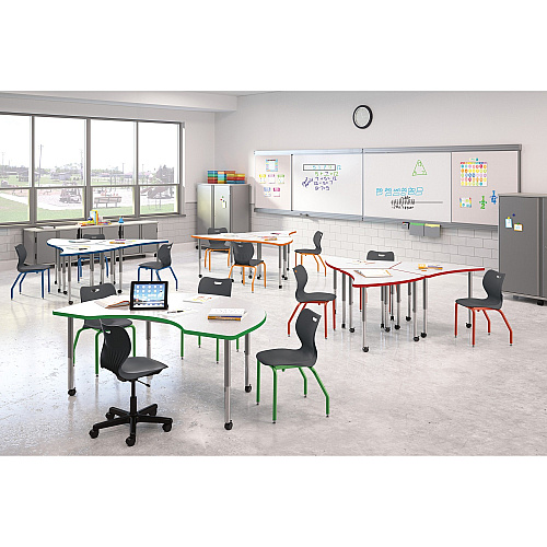 HON Build Series Wisp Shape Tabletop Half Round Top - 25" to 34" Adjustment x 54" Width x 30" Depth - Sterling Ash - 1 Each (SN3054ENLS1K)