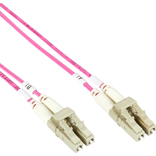 Black Box Om4 50/125 Multimode Fiber Optic Patch Cable - 10/40/100g, Lszh, Lc To Lc, Erika Violet, 5-m (16.4-ft.) (FOM4005MLCLC)