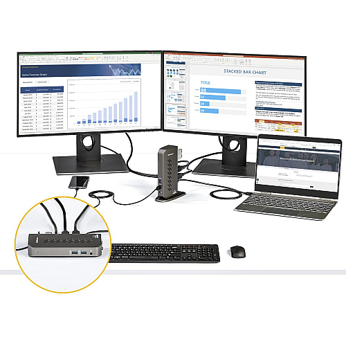 StarTech Hybrid Usb-c Usb-a Dock - Dual Hdmi/dp (DK30A2DHU)