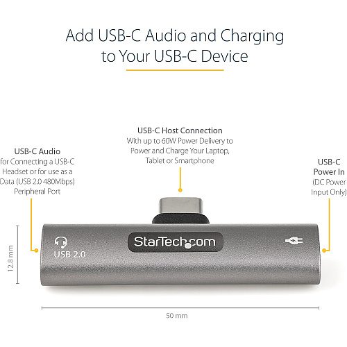 StarTech Usb C Audio Charge Adapter With 60w Pd (CDP2CAPDM)