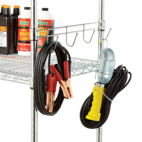 Alera Hook Bars For Wire Shelving, Four Hooks, 18" Deep, Silver, 2 Bars/Pack (ALESW59HB418SR)