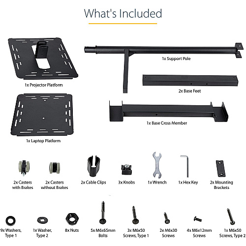 StarTech Mobile Projector And Laptop Stand/cart (ADJPROJCART)