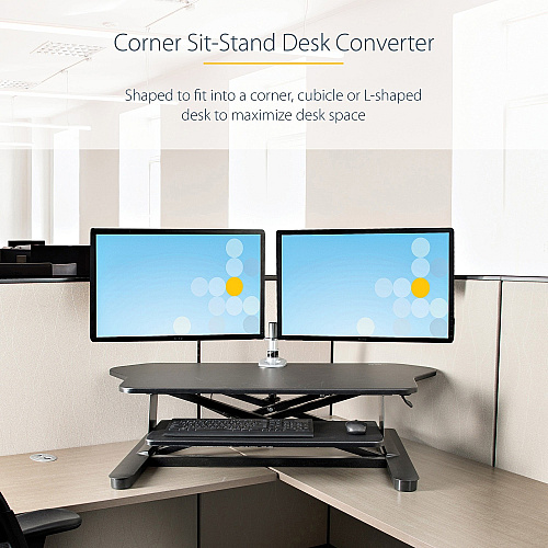 StarTech Corner Sit Stand Desk Converter 35x21in (ARMSTSCORNR)