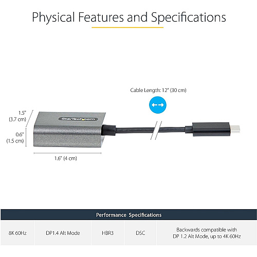 StarTech Usb C To Displayport 1.4 Adapter 8k/4k (CDP2DPEC)