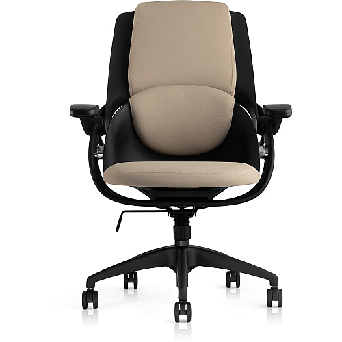 all33 BackStrong C1 Task Chair Tan Fabric Seat - Black Frame - 5-star Base - Black, Tan - Armrest - 1 Each (BSBTF50510)