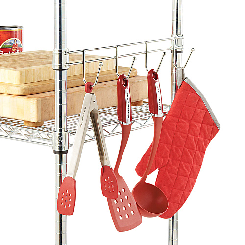 Alera Hook Bars For Wire Shelving, Four Hooks, 18" Deep, Silver, 2 Bars/Pack (ALESW59HB418SR)