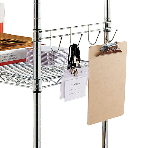 Alera Hook Bars For Wire Shelving, Four Hooks, 18" Deep, Silver, 2 Bars/Pack (ALESW59HB418SR)