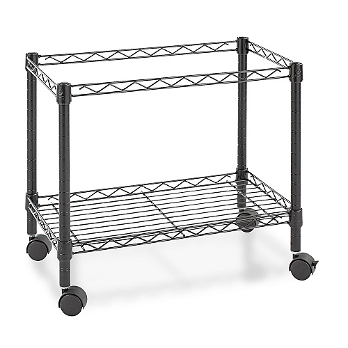 Alera One-Tier File Cart for Side-to-Side Filing, Metal, 1 Shelf, 1 Bin, 24" x 14" x 21", Black (ALEFW601424BL)