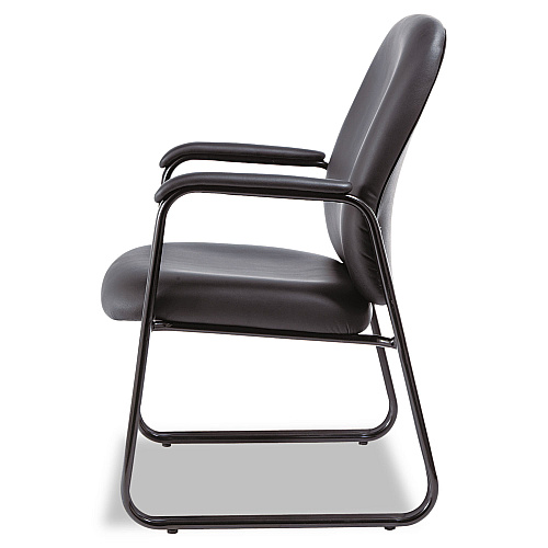 Alera Genaro Bonded Leather High-Back Guest Chair, 24.60" x 24.80" x 36.61", Black Seat, Black Back, Black Base (ALEGE43LS10B)