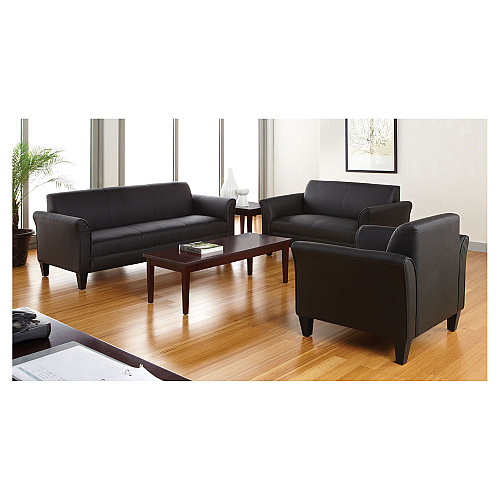 Alera Reception Lounge Furniture, 3-Cushion Sofa, 77w x 31.5d x 32h, Black (ALERL21LS10B)