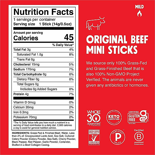 CHOMPS Original Beef Chomplings Snack Sticks (LCO24)