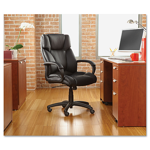 Alera Fraze Series Executive High-Back Swivel/Tilt Bonded Leather Chair, Supports 275 lb, 17.71" to 21.65" Seat Height, Black (ALEFZ41LS10B)