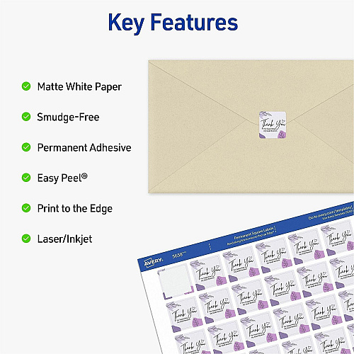 Avery Matte White Square Labels (05658)