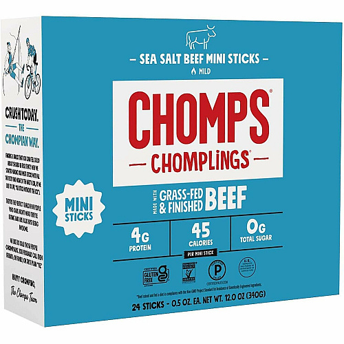 CHOMPS Chomplings Sea Salt Beef Jerky Sticks (LCSB24)