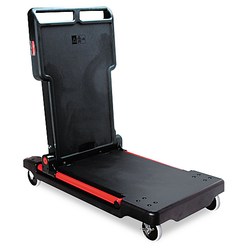 Rubbermaid Commercial Convertible Utility Cart, Plastic, 2 Shelves, 400 lb Capacity, 23.88" x 45.13" x 34.38", Black (430000BK)