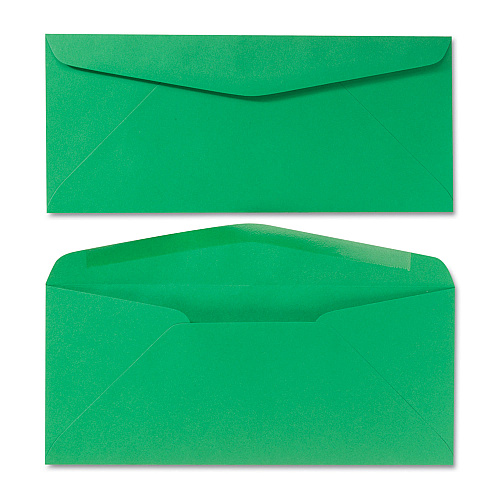 Quality Park Colored Envelope, #10, Commercial Flap, Gummed Closure, 4.13 x 9.5, Green, 25/Pack (11135)