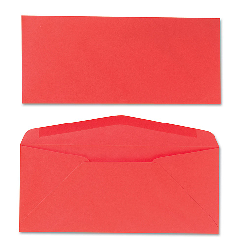 Quality Park Colored Envelope, #10, Commercial Flap, Gummed Closure, 4.13 x 9.5, Red, 25/Pack (11134)